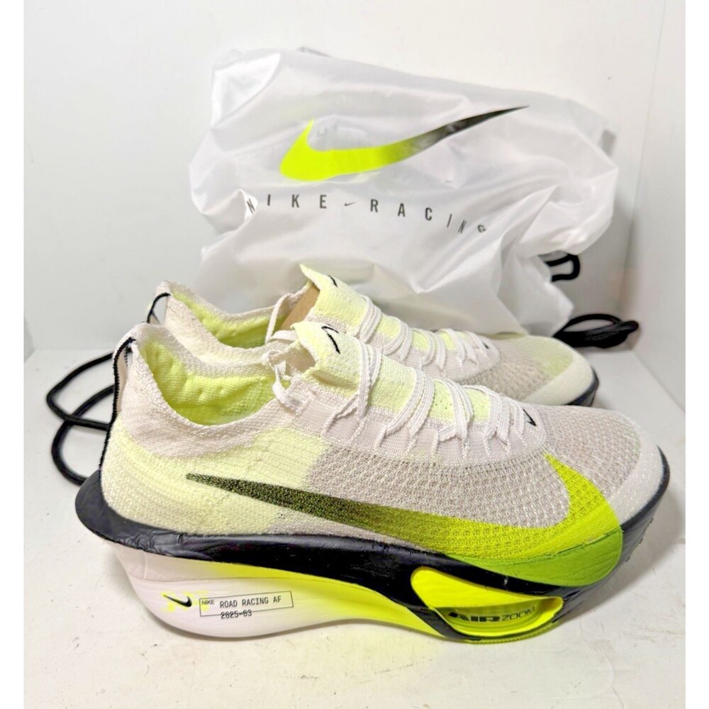 Nike Shoes Mens 9 Alphafly 3 White Barely Volt Black Running Sneakers IR1817-100